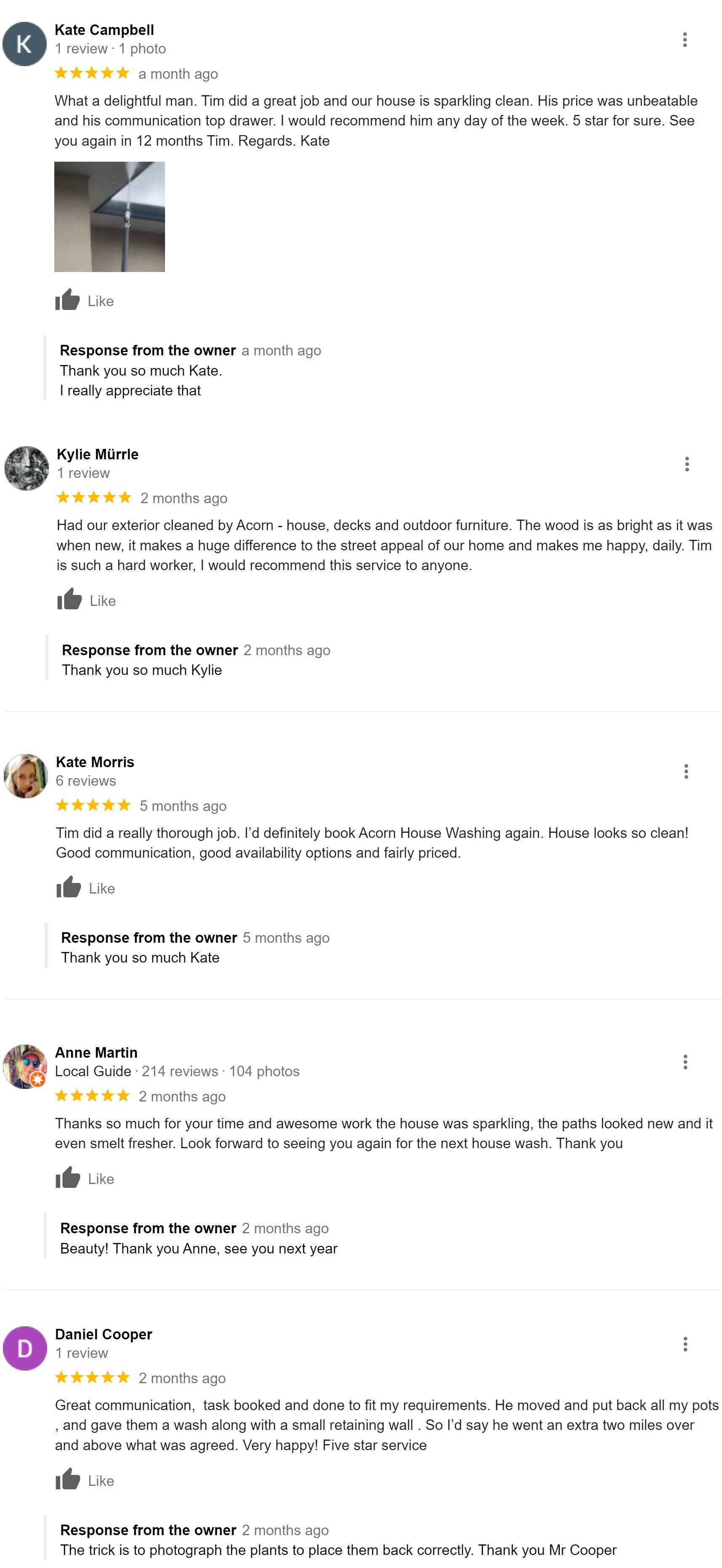 Acorn House Washing Google Reviews